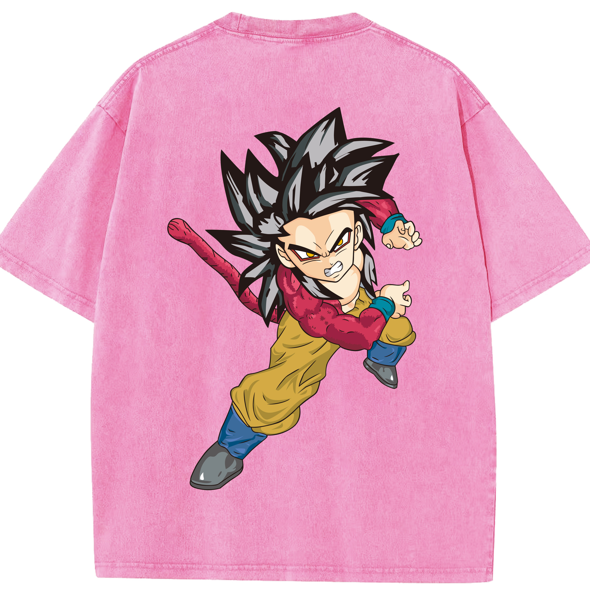 （画像用） ドラゴンボール 孫悟空（そん ごくう）Son Goku カカロット DRAGON BALL Kakarotto 綿100% ヴィンテージ風 半袖Tシャツ（背面プリント）